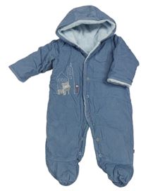 Modrošedá manšestrová zateplená kombinéza se zebrou a kapucí M&S