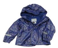 Tmavomodrá nepromokavá jarní bunda s dinosaury a kapucí Lily & Dan