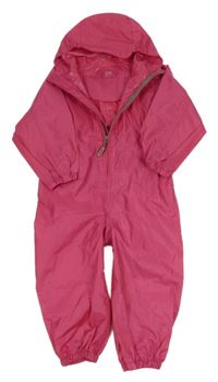 Růžová šusťáková nepromokavá kombinéza s kapucí 