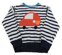 Tmavomodro-bílá pruhovaná mikina s autem Next