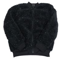 Černá chlupatá třpytivá propínací mikina Kiki&Koko