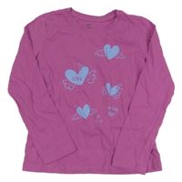 Růžovofialové triko se srdíčky 