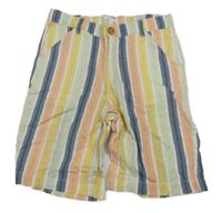 Barevně pruhované plátěné kraťasy ZY 
