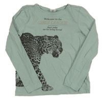 Zelenošedé triko s leopardem Page one young