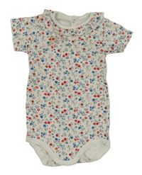Bílé kytičkované body s límečkem Petit Bateau 