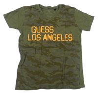 Khaki-army tričko s nápisem Guess