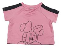 Světlerůžovo-černé crop tričko s Minnií Disney