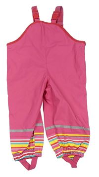 Růžové nepromokavé laclové kalhoty s proužky Lupilu