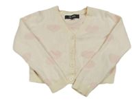 Pudrový propínací crop svetr se srdíčky Chloe+Jasmine