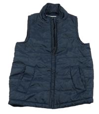 Tmavomodrá šusťáková prošívaná zateplená vesta zn. Vertbaudet