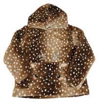 Béžovo-hnědá chlupatá oversize mikina se sobem a kapucí H&M