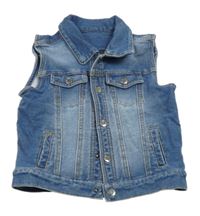 Modrá riflová vesta se zvířátky 