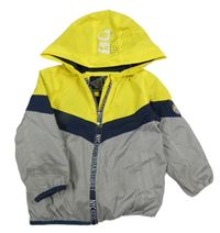 Šedo-žlutá šusťáková prošívaná jarní bunda s kapucí C&A