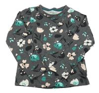 Šedé triko s květy Nutmeg