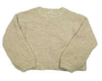 Béžovo-zlatý chlupatý crop svetr F&F