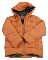 Oranžová šusťáková prošívaná zimní bunda  s kapucí Pocopiano
