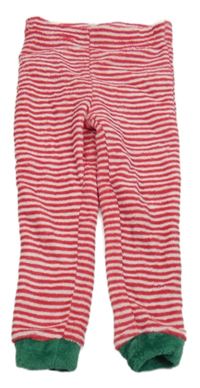 Červeno-bílé pruhované chlupaté kalhoty 