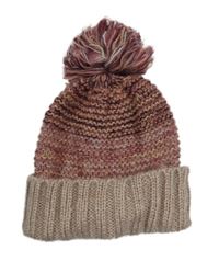 Růžovo-béžová pletená čepice s bambulí 