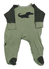 Khaki-tmavošedý overal s krokodýlem 