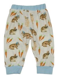 Bílo-světlemodré tepláky s králíčky Shein 