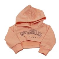 Broskvová crop mikina s nápisem a kapucí Shein