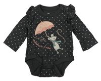 Tmavošedé puntíkované body s myškou So Cute 