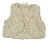 Smetanová kožešinová podšitá vesta H&M