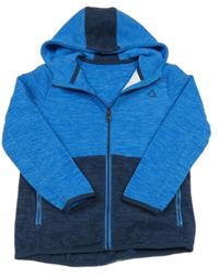 Modro-tmavomodrá funkční fleecová propínací mikina s kapucí Dunnes