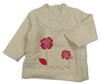 Nové - Béžová fleecová mikina s kytičkami 