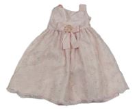 Světlerůžové vyšívané slavnostní šaty s mašlí Youngland 