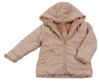 Světlerůžová šusťáková/kožešinová zimní oboustranná bunda s kapucí Mayoral