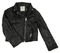 Černý koženkový crop křivák H&M