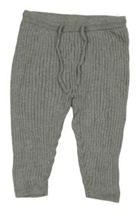 Šedé žebrované úpletové kalhoty H&M