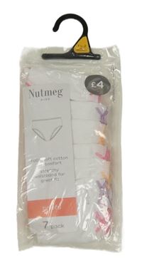 Nové - 7pack - Bílé kalhotky s mašličkou Nutmeg