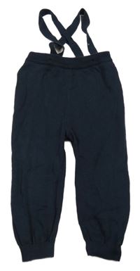 Tmavomodré úpletové kalhoty s kšandami Mamas&Papas