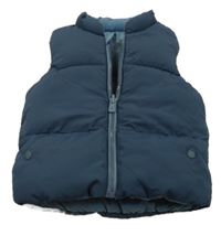 Tmavomodrá šusťáková zateplená oboustranná vesta C&A