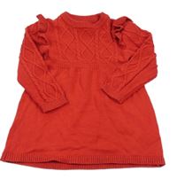 Červené vzorované pletené šaty s volánky Primark