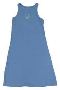 Modré žebrované šaty s květem George 