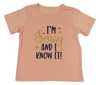 Světlerůžové tričko s nápisem 