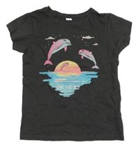 Tmavošedé tričko s delfíny DopoDopo 