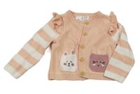 Broskvovo-pruhovaný propínací svetr se zajíčky M&Co