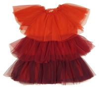 Červeno-vínové tylové plisované vrstvené slavnostní šaty H&M