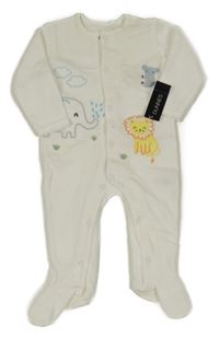 Nové - Bílý sametový overal se zvířátky Dunnes