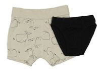 2set - Béžové boxerky s velrybami + černé slipy