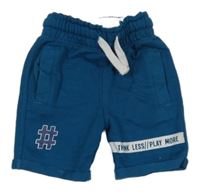 Petrolejové teplákové kraťasy s nápisem X-mail