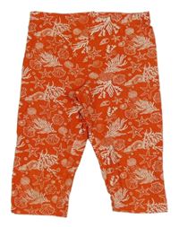 Červené capri legíny s mořskými živočichy 