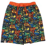 Černo-červené plážové kraťasy Ninjago