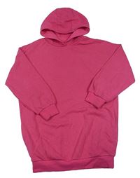 Tmavorůžová tepláková oversize tunika s kapucí Matalan
