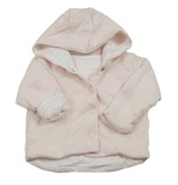 Světlerůžový zateplený kabátek se srdíčky a kapucí Mothercare