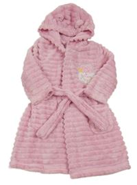 Růžový žebrovaný plyšový župan s Peppa Pig a kapucí George